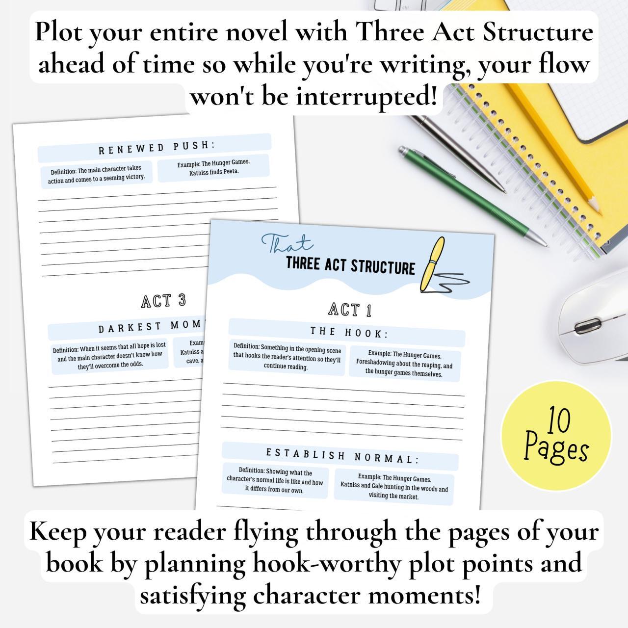 Three Act Structure Bundle - Plotting Worksheet, Three Act Structure ...