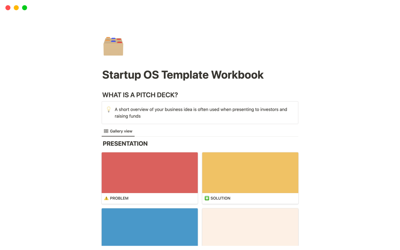 Startup OS Template Workbook | Notion Template